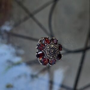 Elegant Silver and Red Gemstone Ring